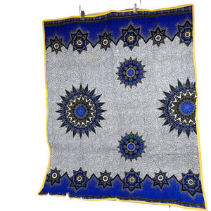 Handmade Ankara Floral Spiral & Mariner’s Compass Tapestry Quilt Baby Blanket